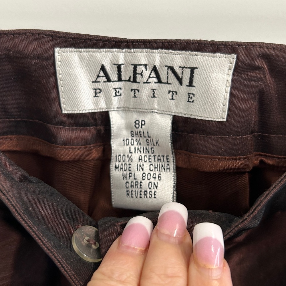 ALFANI Maroon Metallic 100% Silk Classic Pants & Blazer Suit |Top 10P pants 8P - Picture 9 of 12